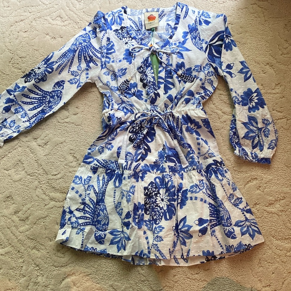 Farm Rio Dress w tassels long sleeve
